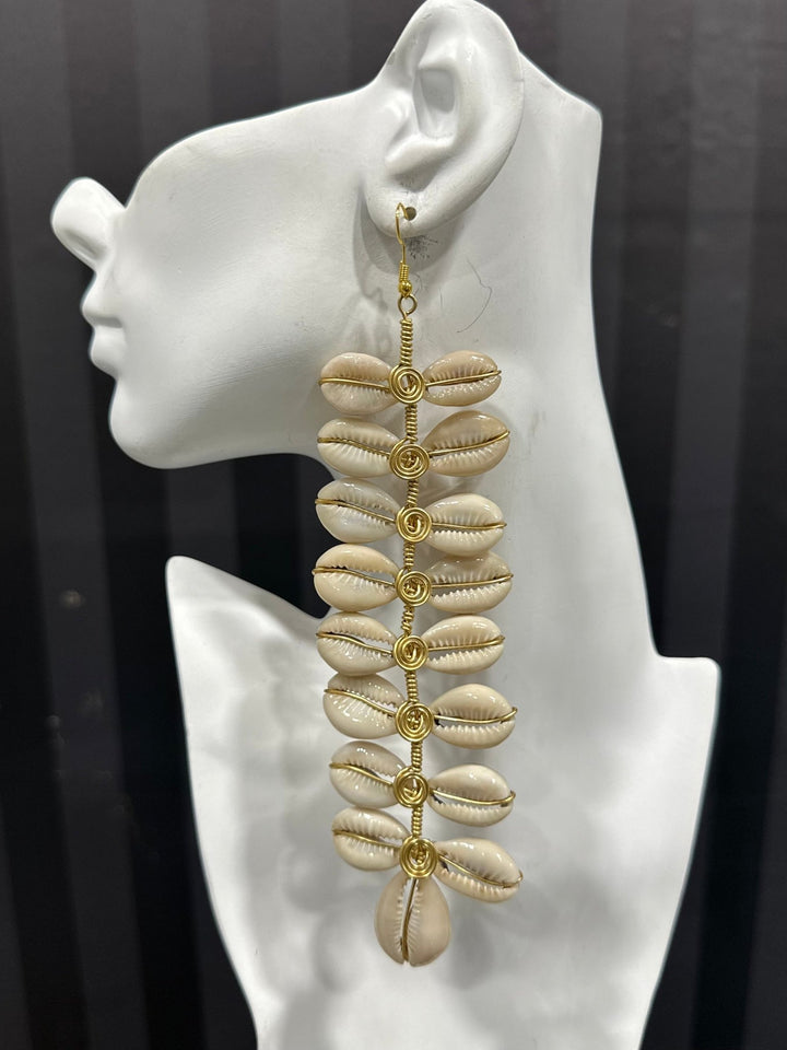 Cowry shell hanging Vine Earrings - Trufacebygrace
