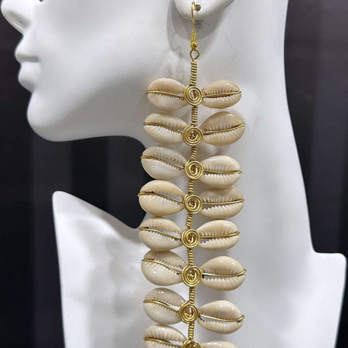 Cowry shell hanging Vine Earrings - Trufacebygrace