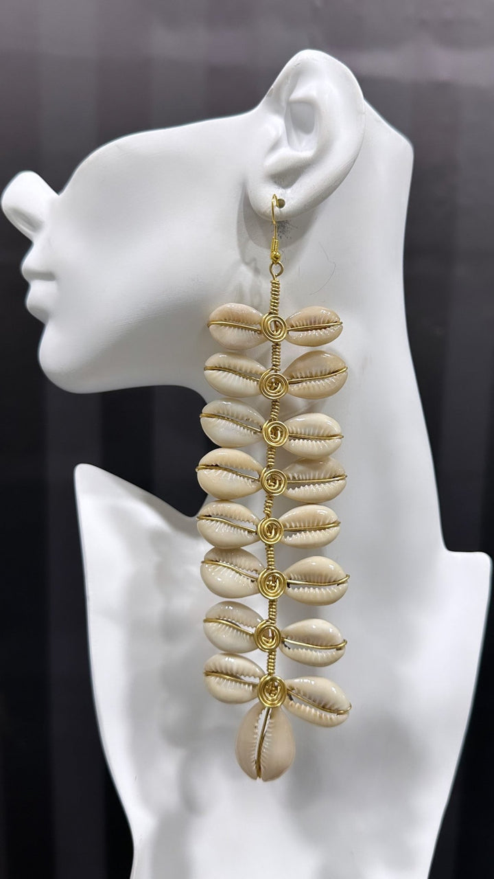 Cowry shell hanging Vine Earrings - Trufacebygrace