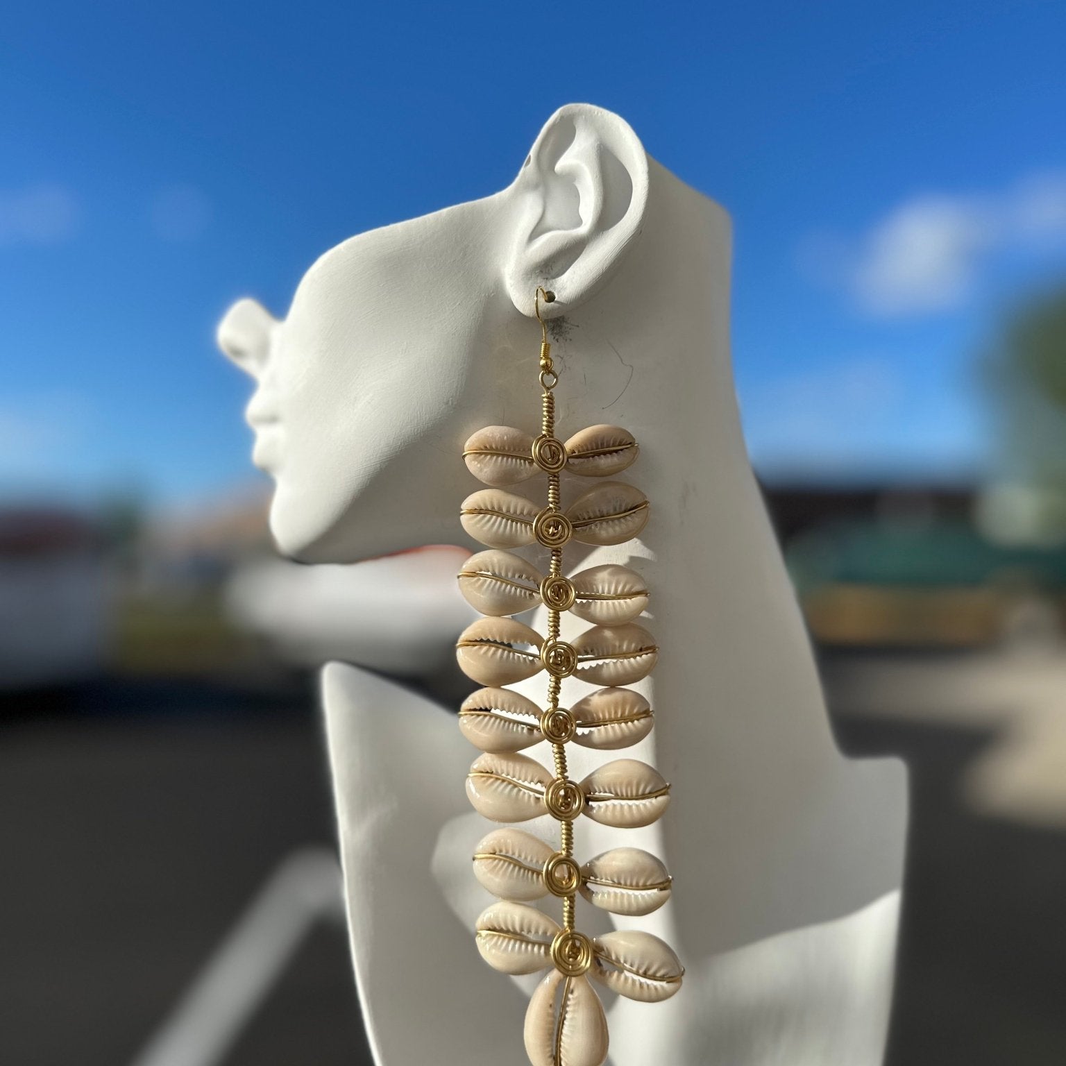 Cowry shell hanging Vine Earrings - Trufacebygrace