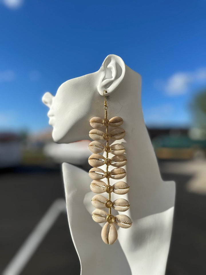 Cowry shell hanging Vine Earrings - Trufacebygrace