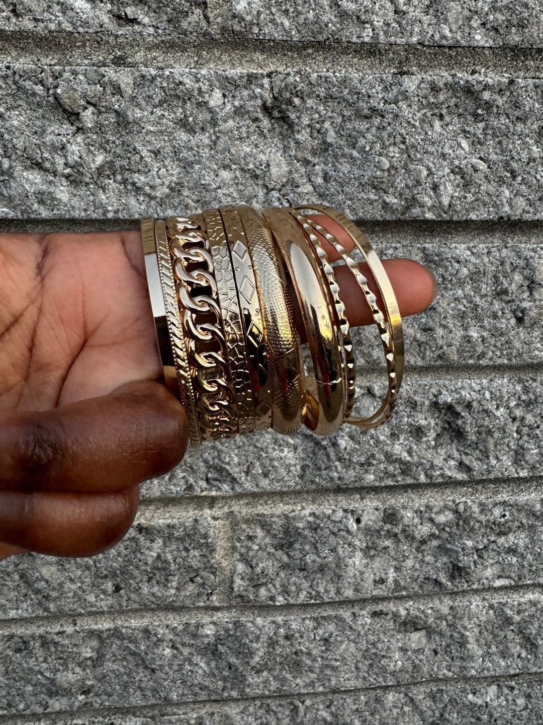 Cuban Link 10 piece Gold plated bracelet set - Trufacebygrace
