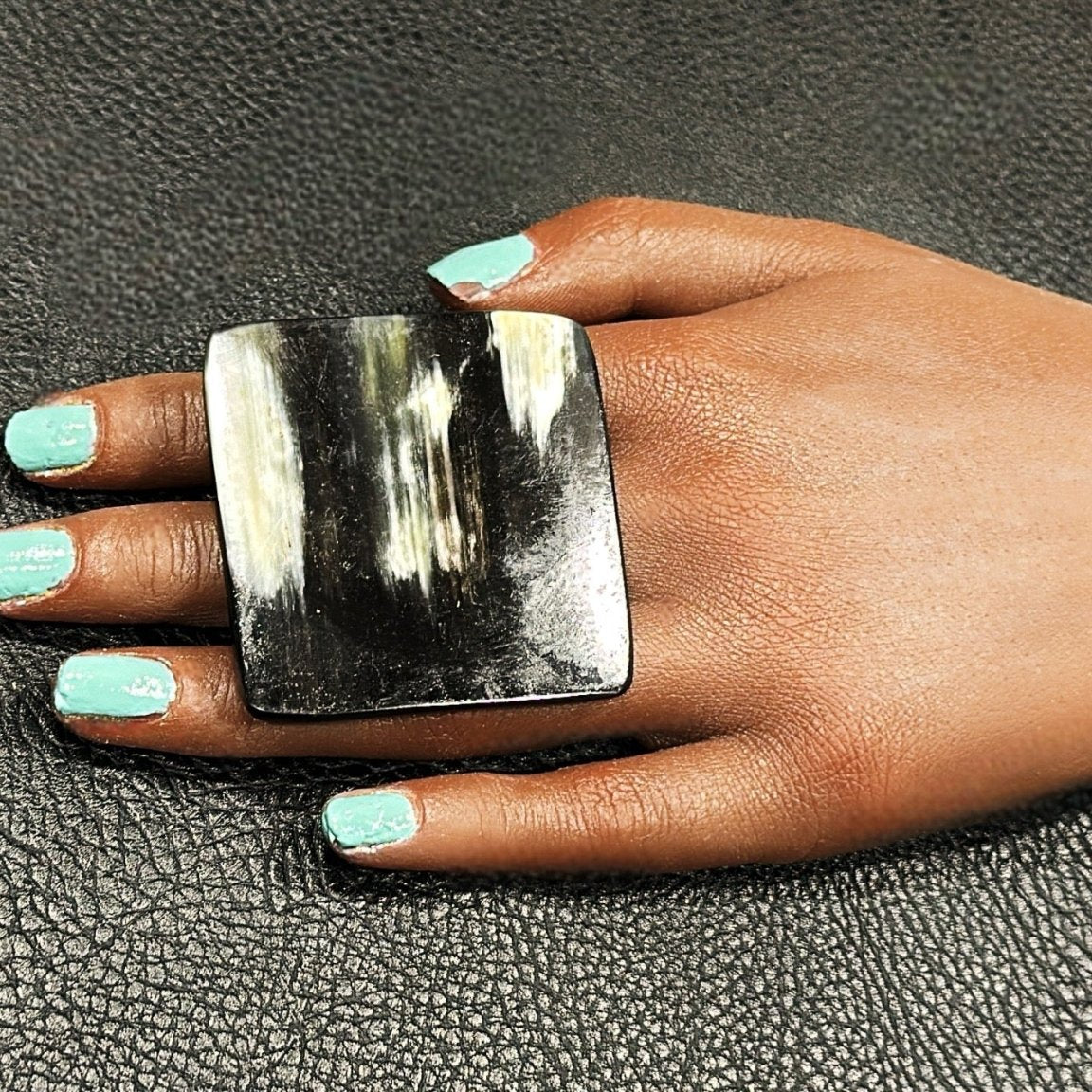 Dark Square Horn Ring Oversized - Trufacebygrace