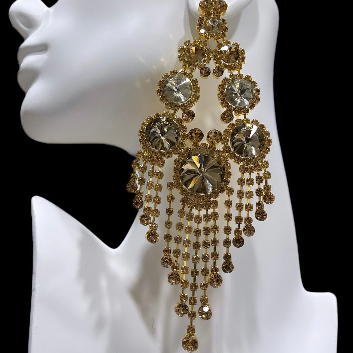 Dazzling oversized Fringe Chandelier Evening Earrings - Trufacebygrace