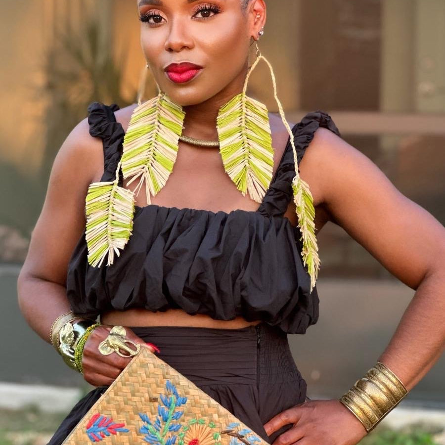 Desert Palm Raffia Earrings - Trufacebygrace