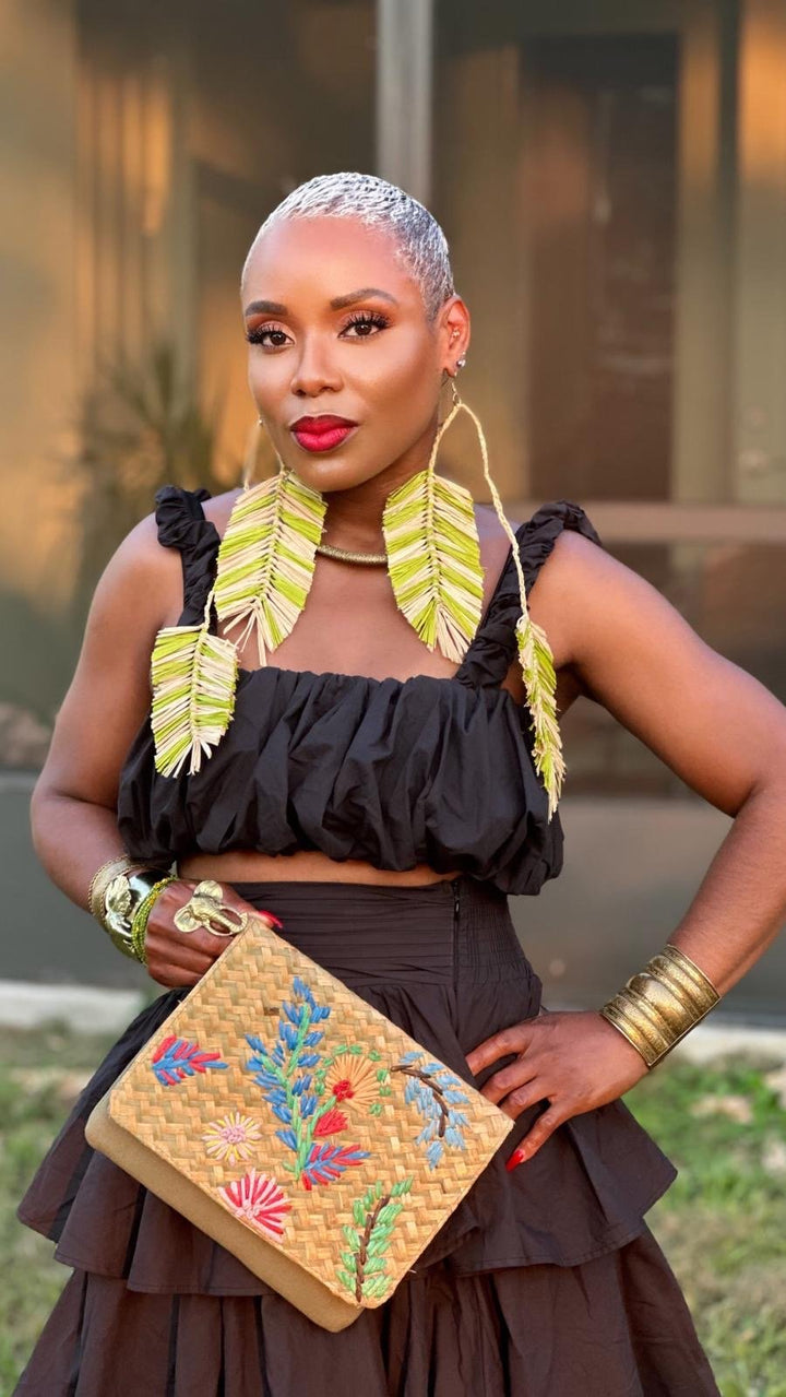 Desert Palm Raffia Earrings - Trufacebygrace