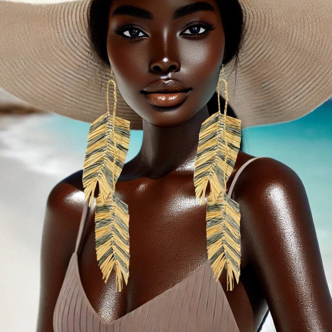 Desert Palm Raffia Earrings - Trufacebygrace