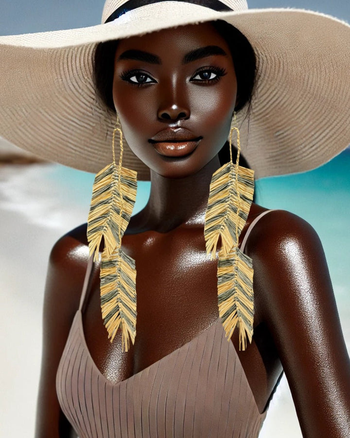 Desert Palm Raffia Earrings - Trufacebygrace