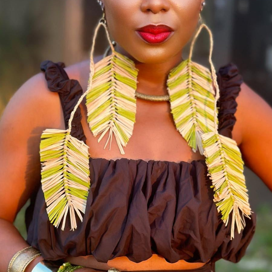 Desert Palm Raffia Earrings - Trufacebygrace