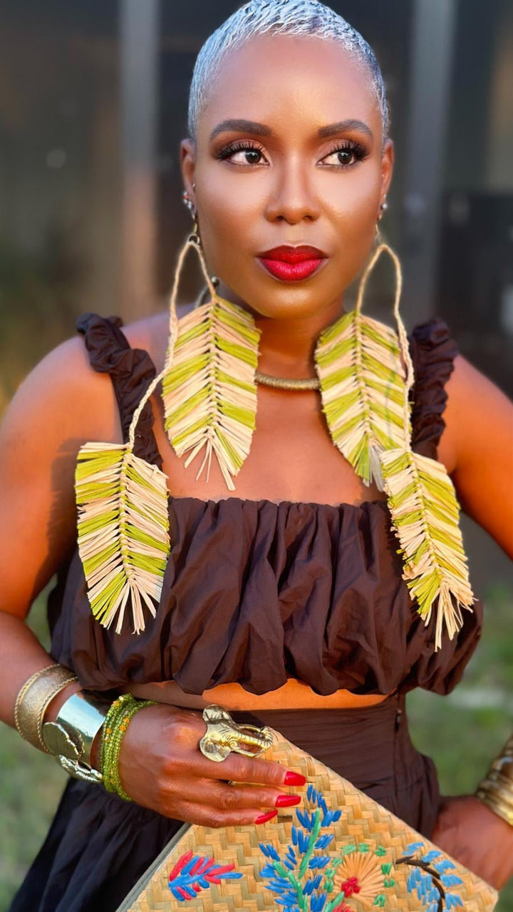 Desert Palm Raffia Earrings - Trufacebygrace