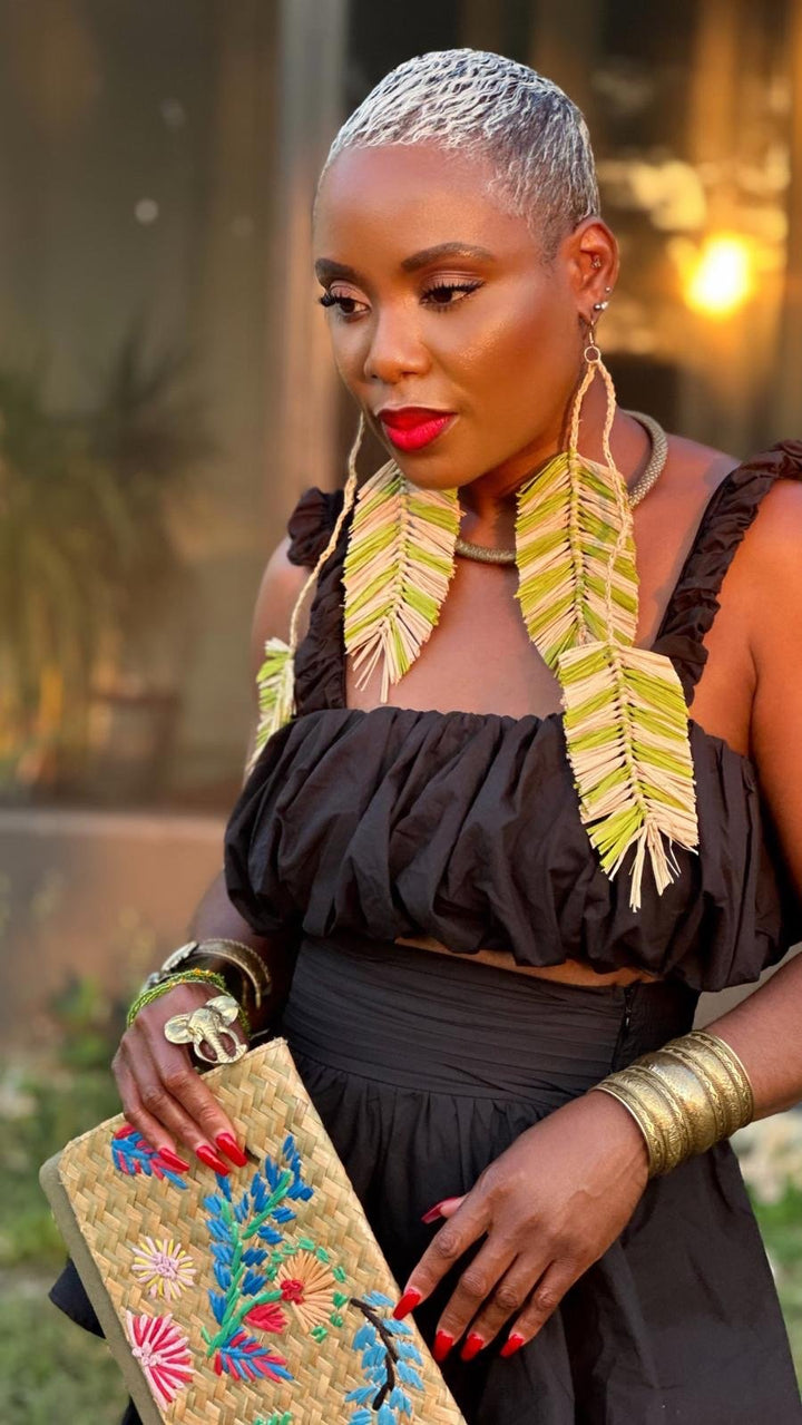 Desert Palm Raffia Earrings - Trufacebygrace