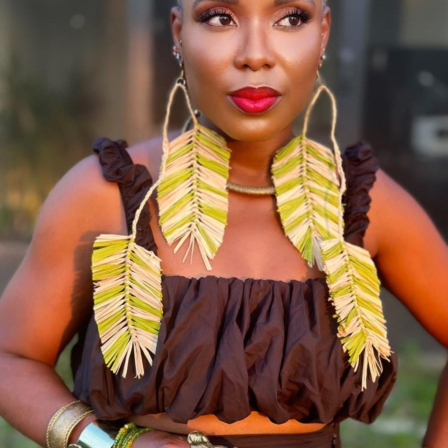 Desert Palm Raffia Earrings - Trufacebygrace