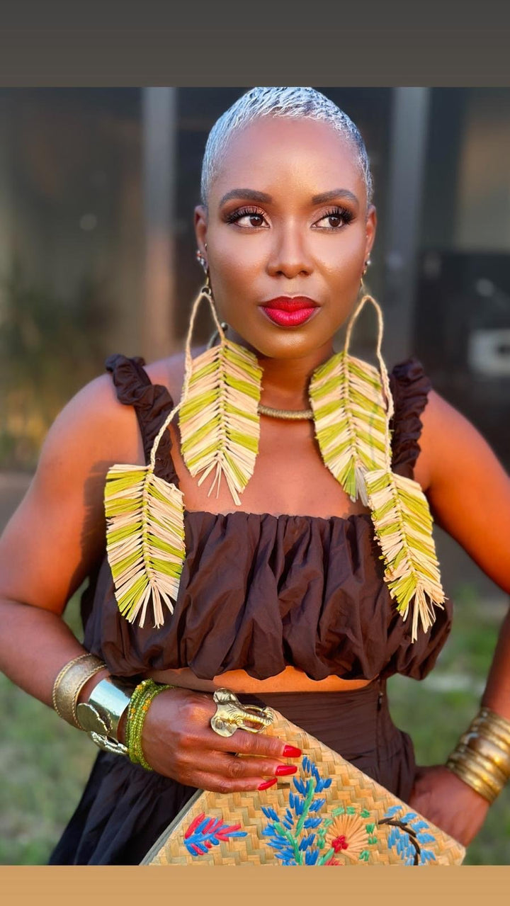 Desert Palm Raffia Earrings - Trufacebygrace