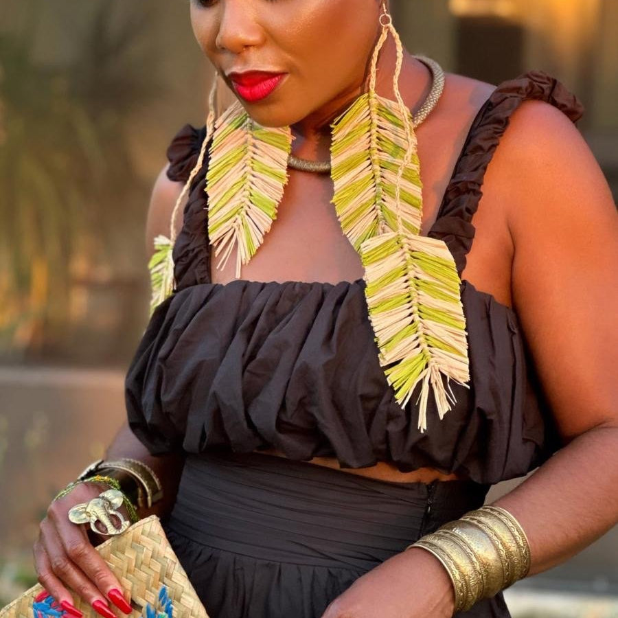 Desert Palm Raffia Earrings - Trufacebygrace
