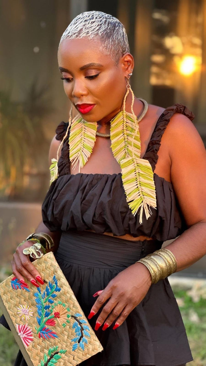 Desert Palm Raffia Earrings - Trufacebygrace