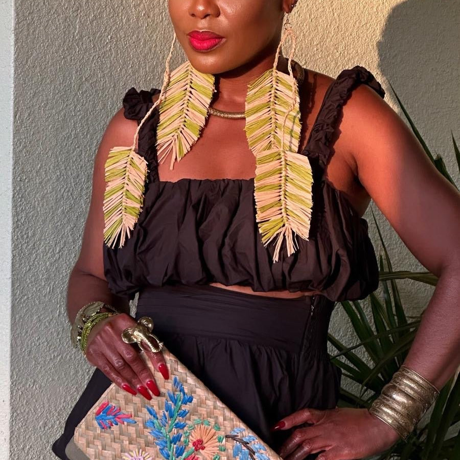 Desert Palm Raffia Earrings - Trufacebygrace