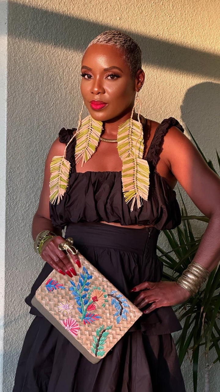 Desert Palm Raffia Earrings - Trufacebygrace