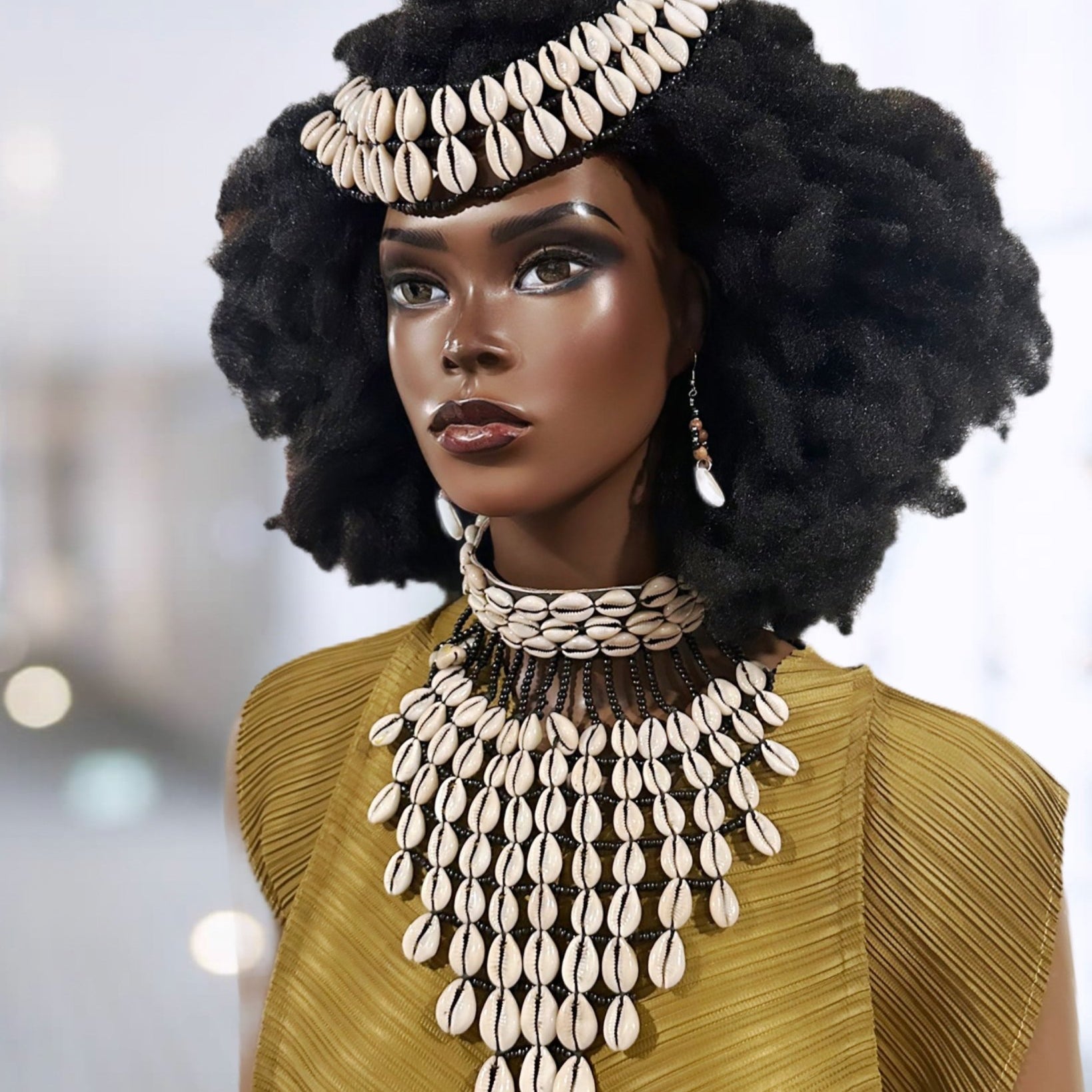 Edwom reversible cowry shell necklace / headpiece - Trufacebygrace
