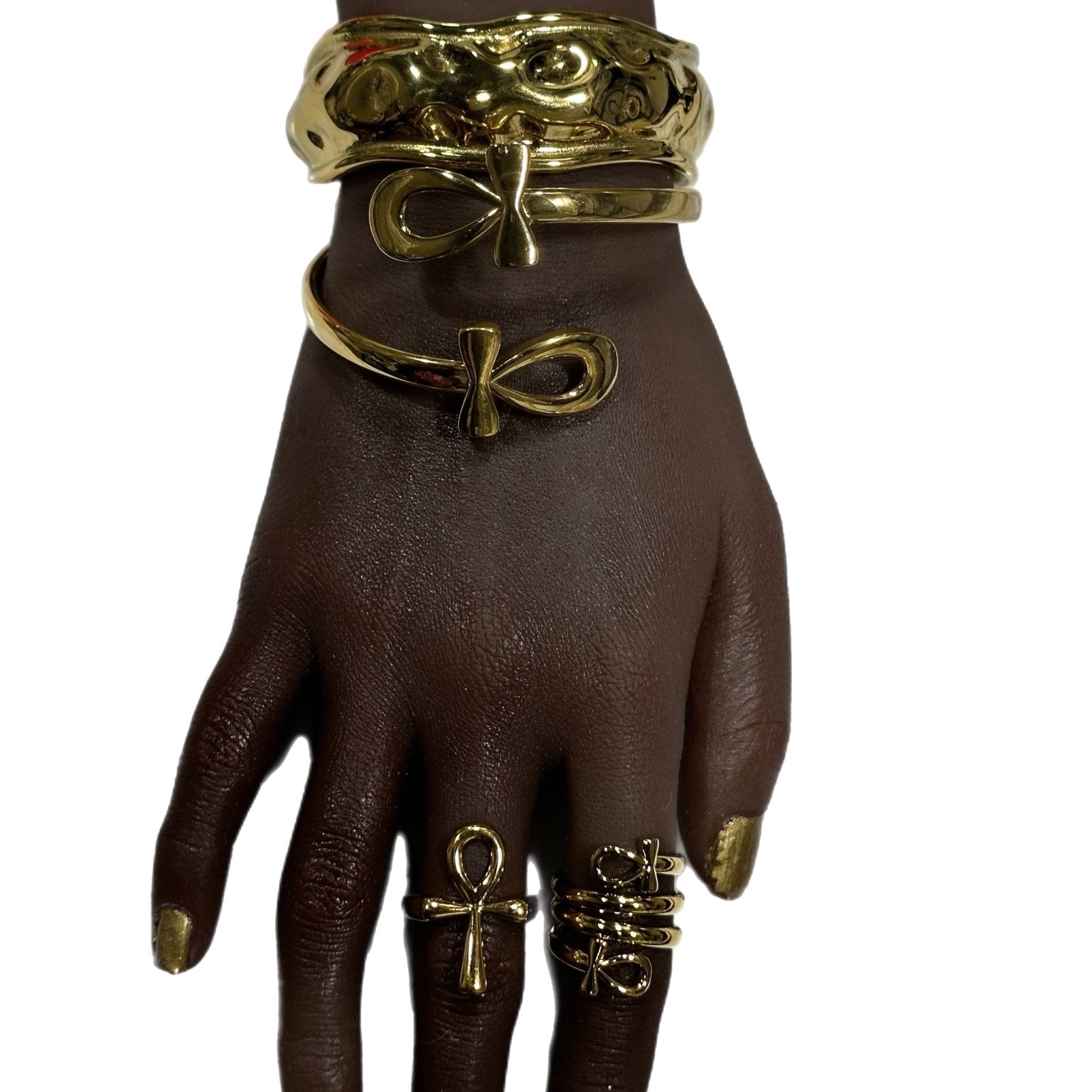 Egyptian - Inspired Gold - Toned Ankh Jewelry Set - Trufacebygrace