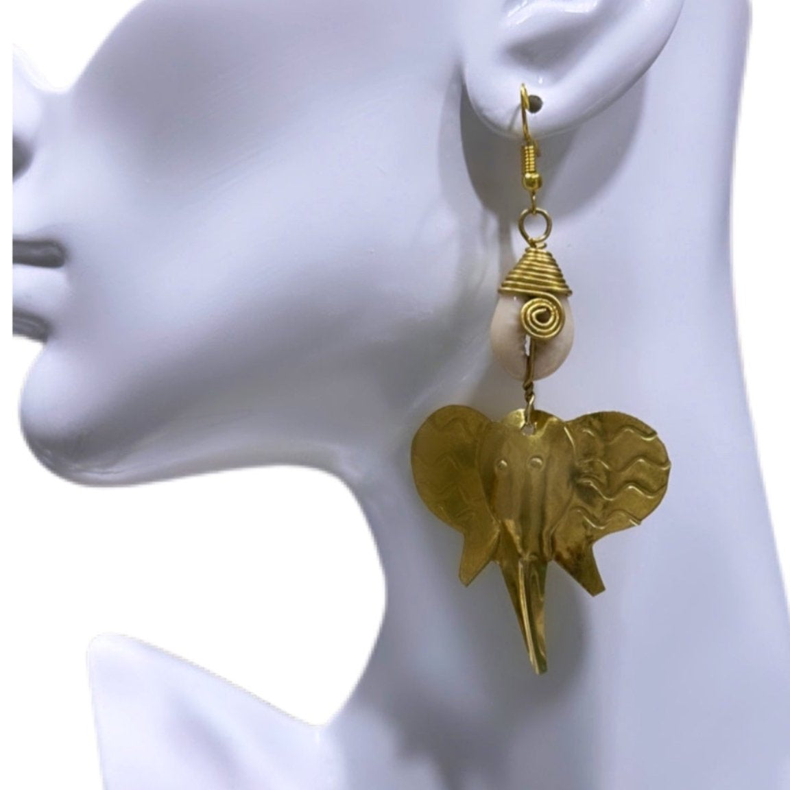 Elephant head solid Brass Earrings - Trufacebygrace