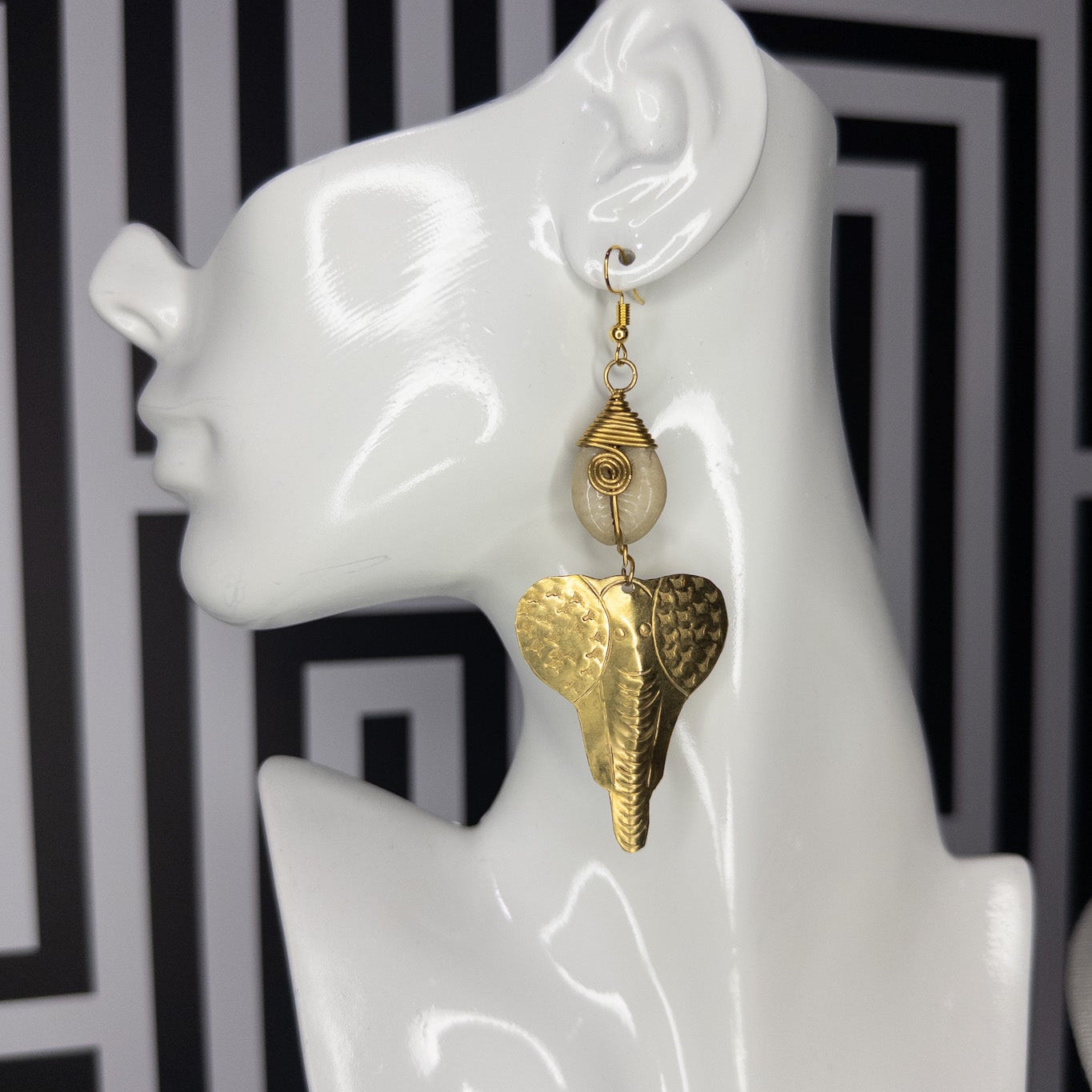 Elephant head solid Brass Earrings - Trufacebygrace