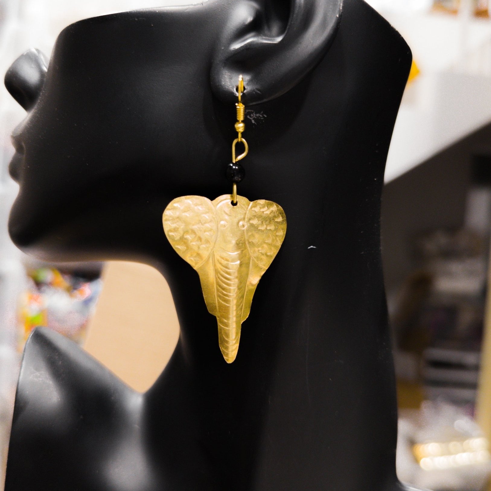 Elephant head solid Brass Earrings - Trufacebygrace