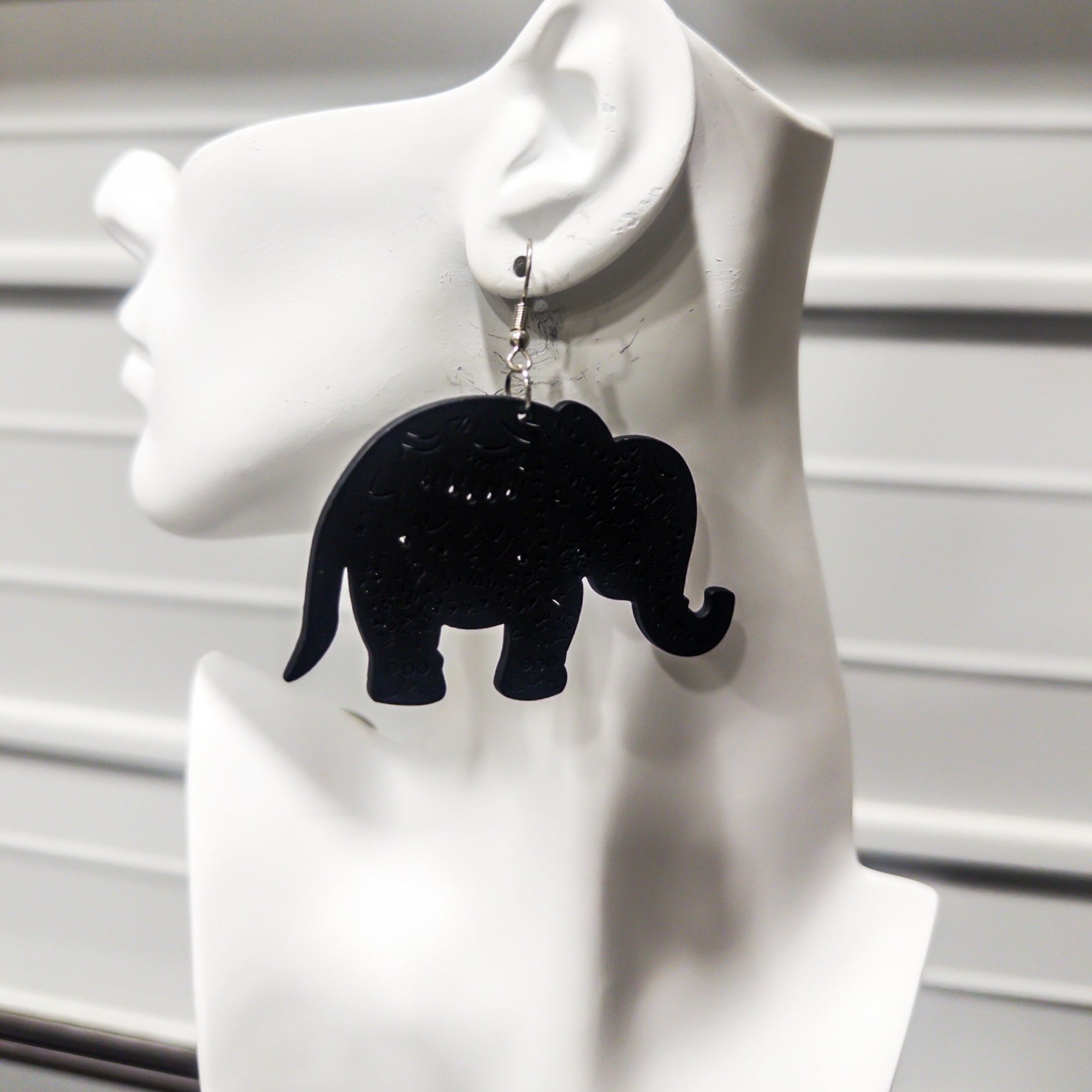 Elephant Wooden Earring - Trufacebygrace