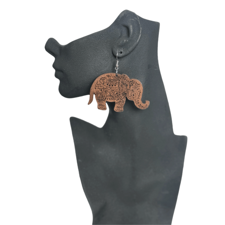 Elephant Wooden Earring - Trufacebygrace