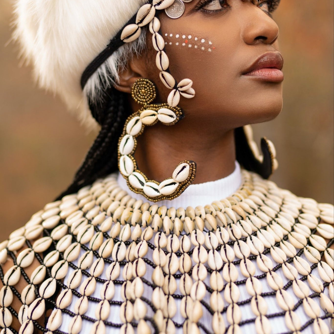 Empress C Cowry shell beaded Earrings - Trufacebygrace
