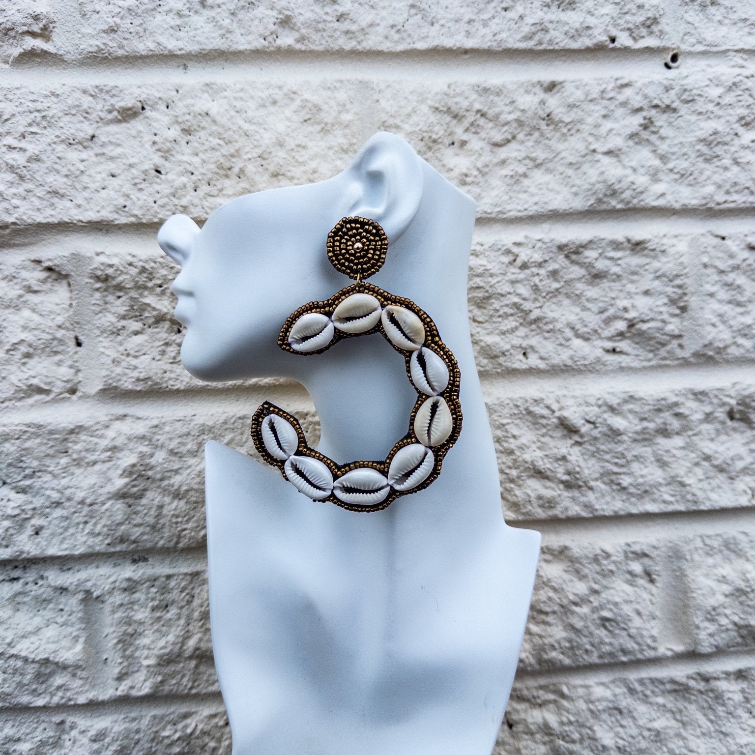 Empress C Cowry shell beaded Earrings - Trufacebygrace