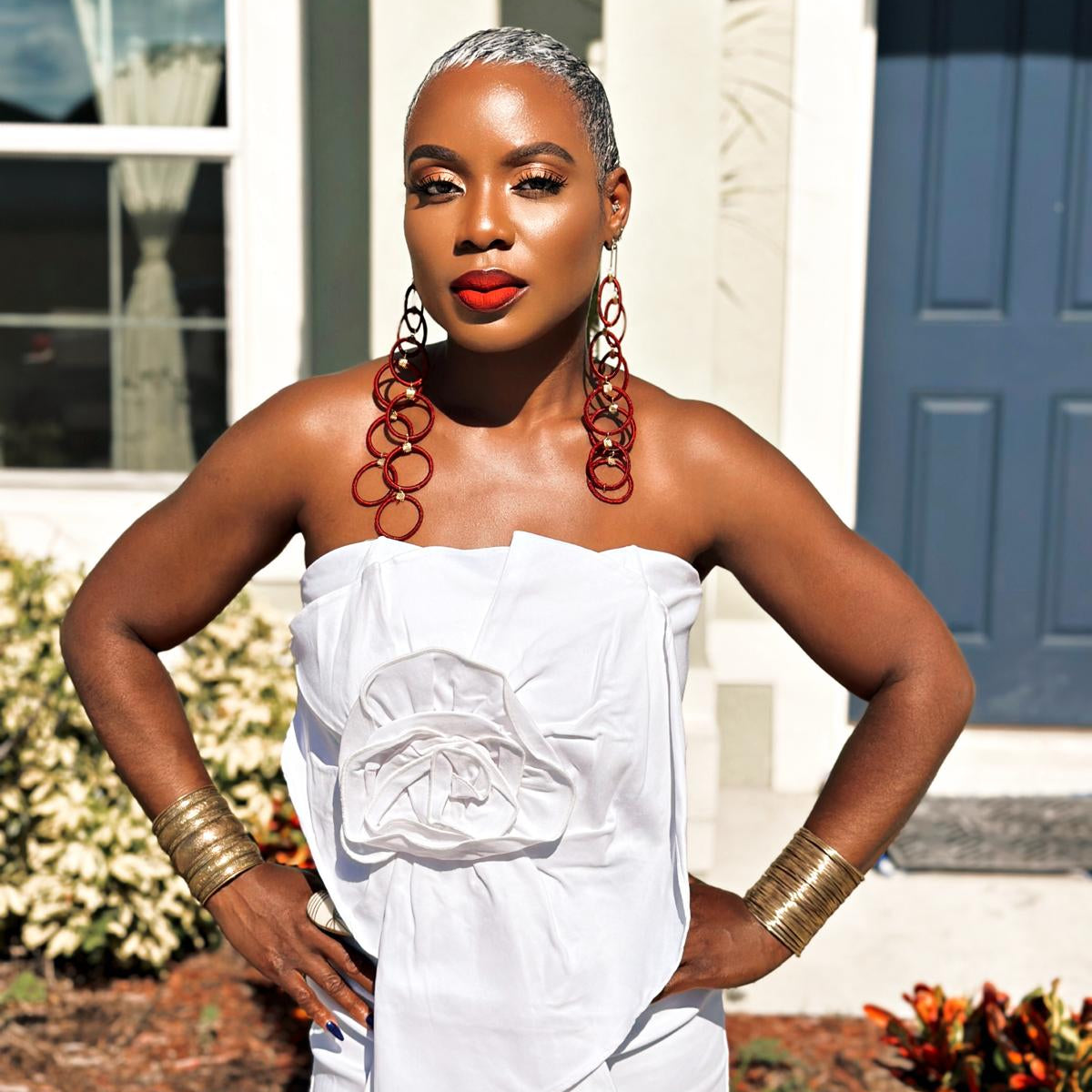 Emuyɛha Yarn Loops 2 Tier Stud Earrings - Trufacebygrace