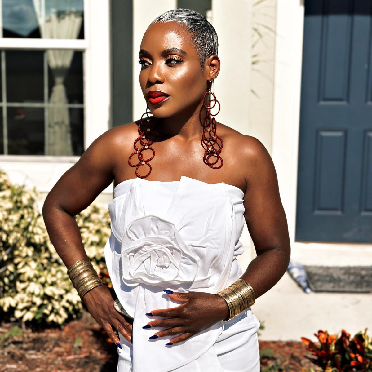 Emuyɛha Yarn Loops 2 Tier Stud Earrings - Trufacebygrace