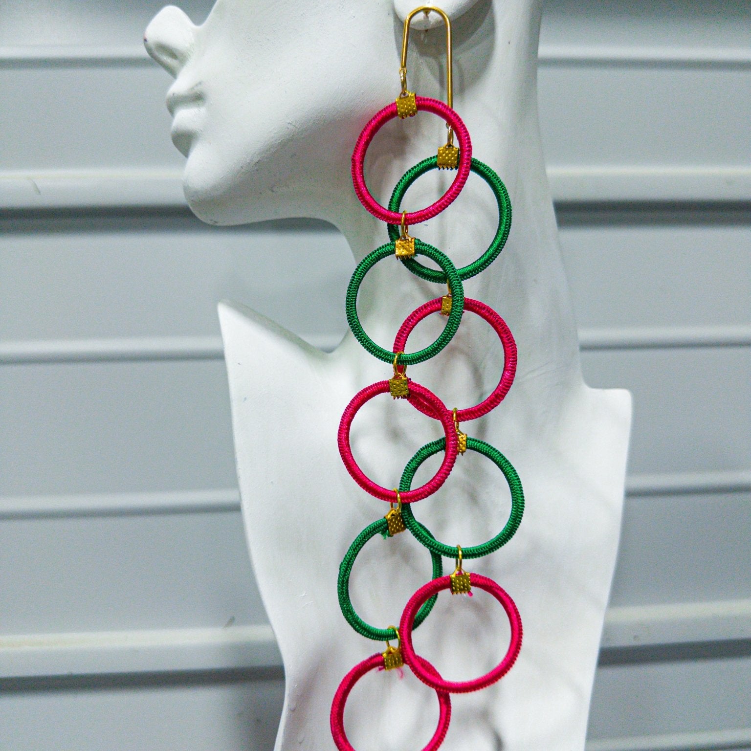 Emuyɛha Yarn Loops 2 Tier Stud Earrings - Trufacebygrace