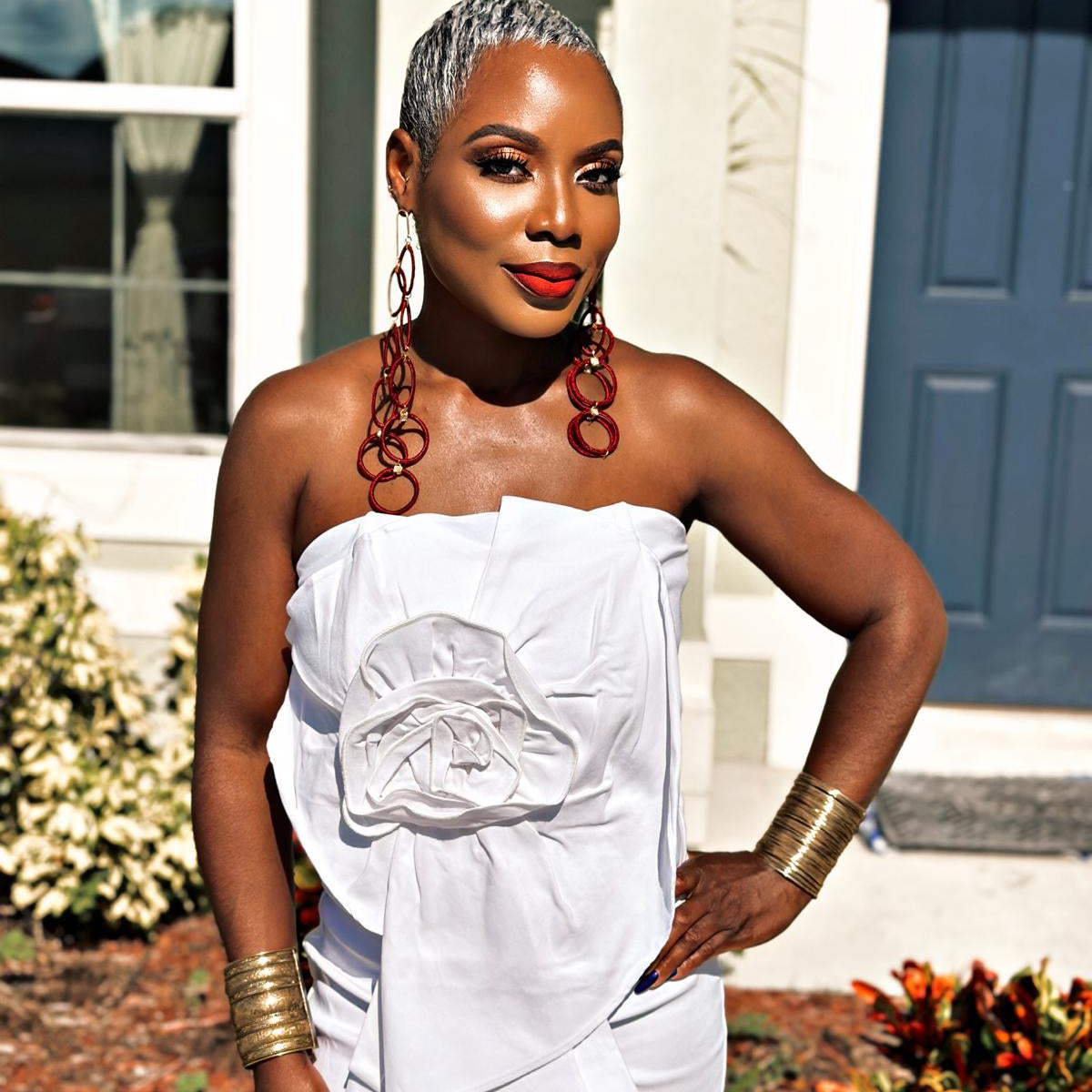 Emuyɛha Yarn Loops 2 Tier Stud Earrings - Trufacebygrace