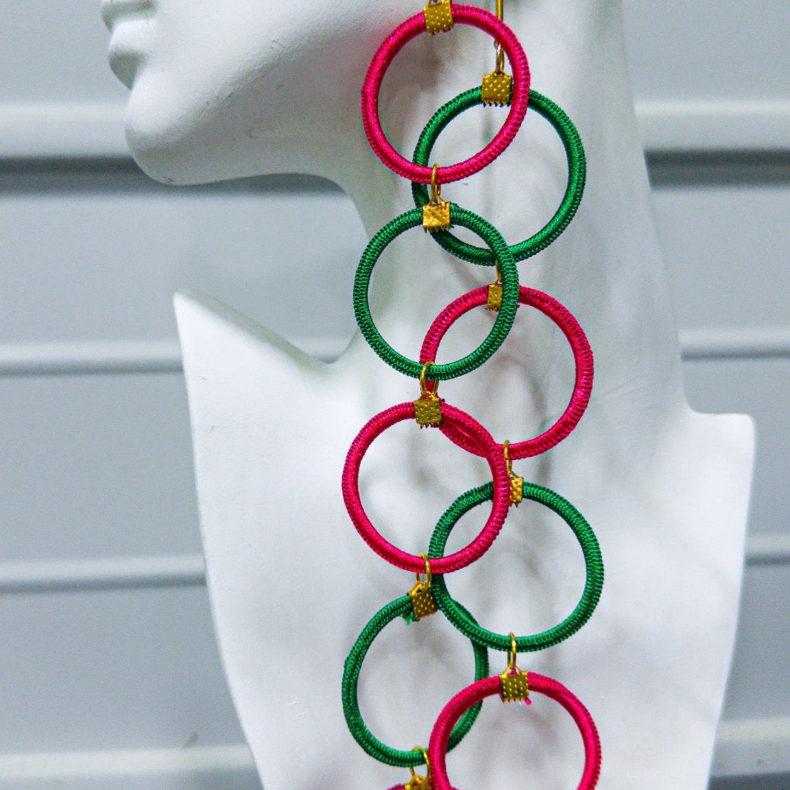 Emuyɛha Yarn Loops 2 Tier Stud Earrings - Trufacebygrace