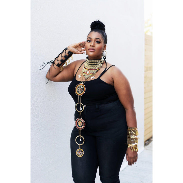 Eno Nie Studded Gold Choker and statement Necklace / Bracelet set - Trufacebygrace