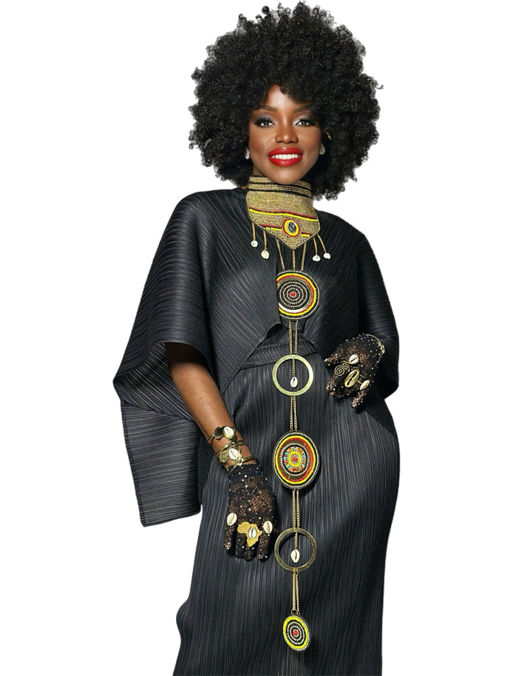 Eno Nie Studded Gold Choker and statement Necklace / Bracelet set - Trufacebygrace