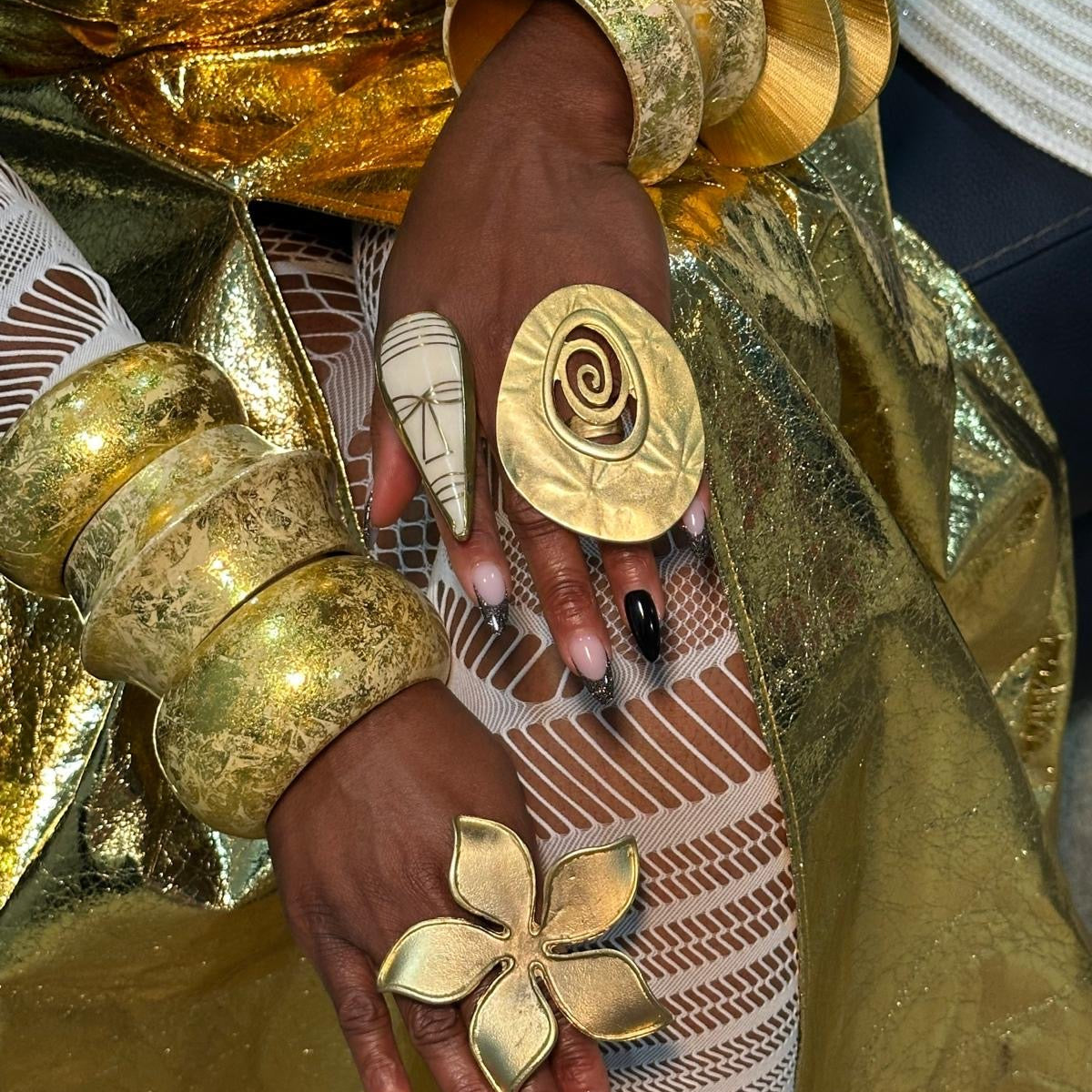 EyeMask Bone and Brass Tribal Mask Ring - Trufacebygrace