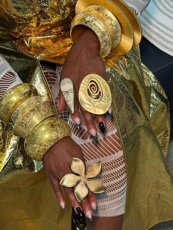 EyeMask Bone and Brass Tribal Mask Ring - Trufacebygrace