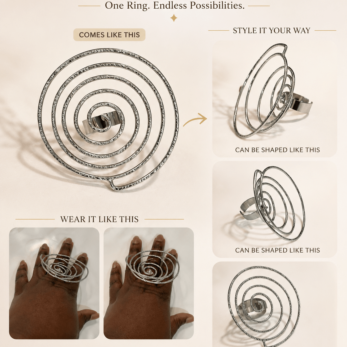 Flexible Spiral Statement Ring - Trufacebygrace