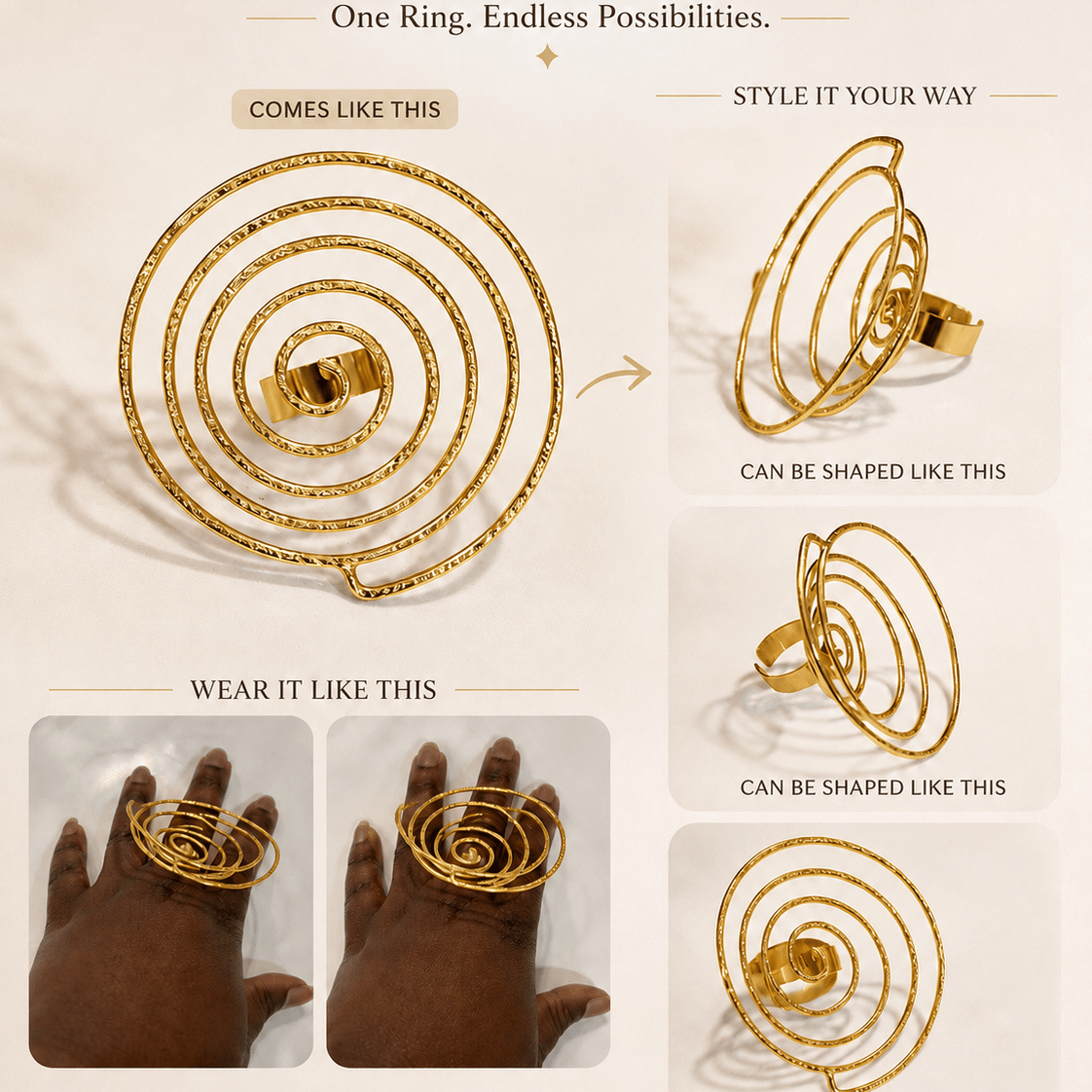 Flexible Spiral Statement Ring - Trufacebygrace