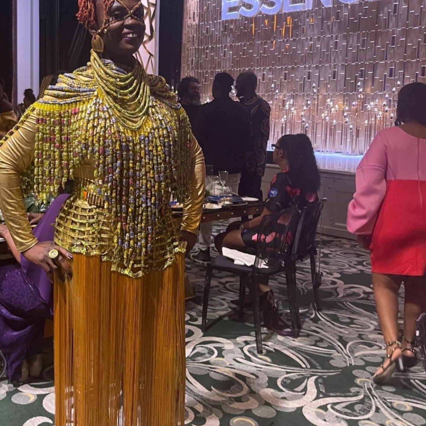 Four Piece Set - 3 Frema Kandy Wrapped Ankara Fabric Neckpieces & 1 Cape/Skirt - Trufacebygrace