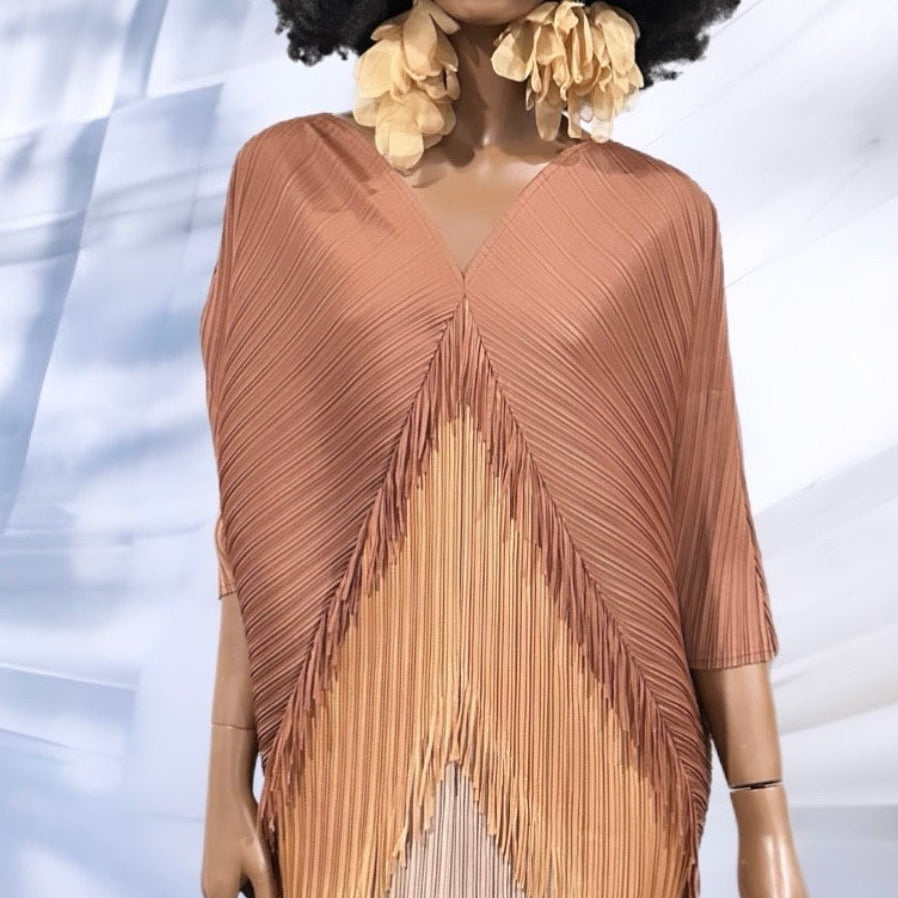 Fringe Tassel Pleated Dress - Trufacebygrace