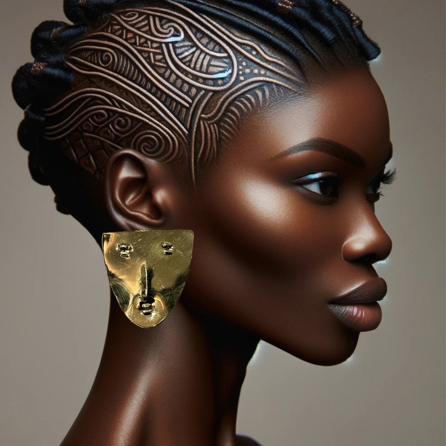 Genuine brass face mask stud earrings - Trufacebygrace