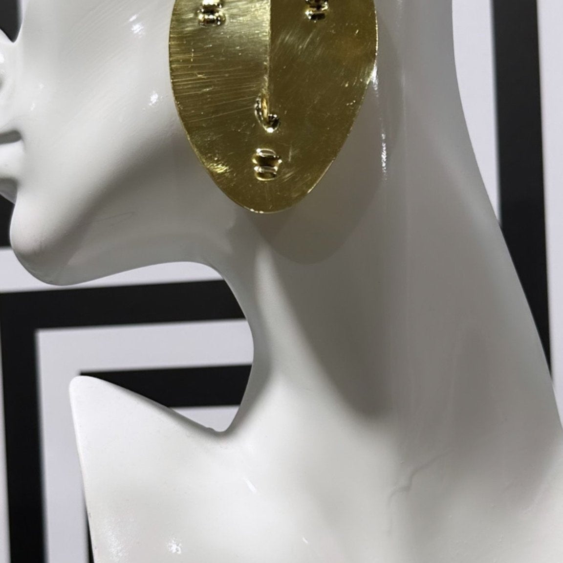 Genuine brass face mask stud earrings - Trufacebygrace