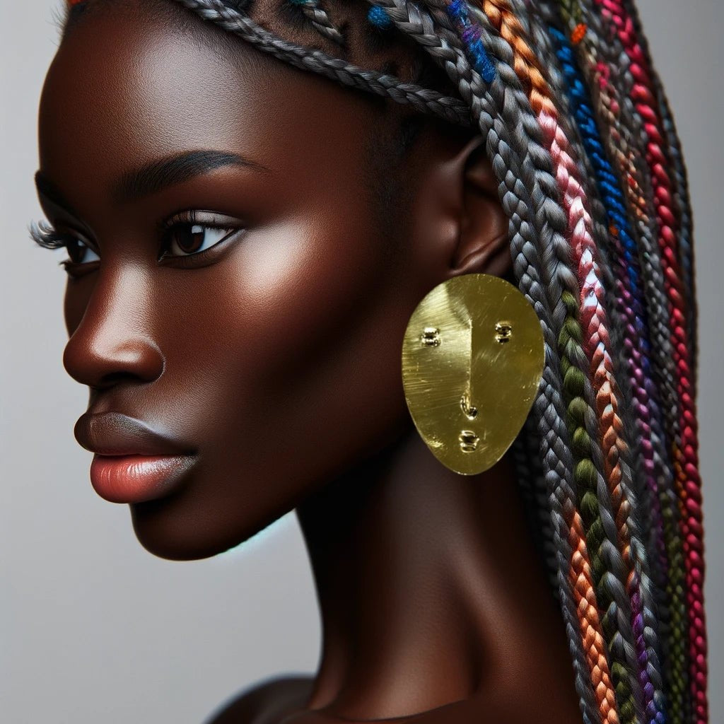 Genuine brass face mask stud earrings - Trufacebygrace