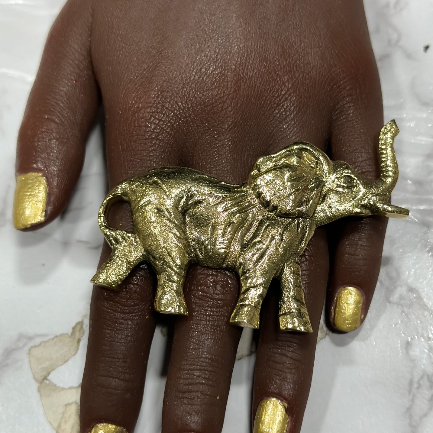 Genuine Brass Trunk Up Elephant Ring - Trufacebygrace