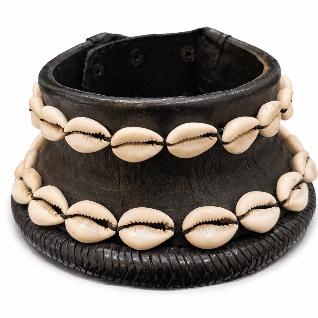 Genuine Cowry on Leather Adjustable Choker Necklace - Trufacebygrace