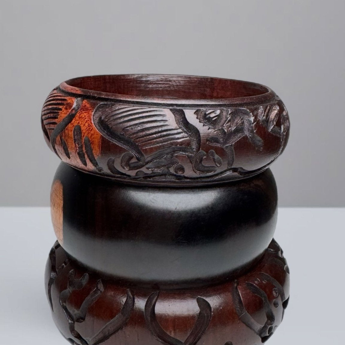 Genuine Ebony Wood stacked Bangles Set - Trufacebygrace