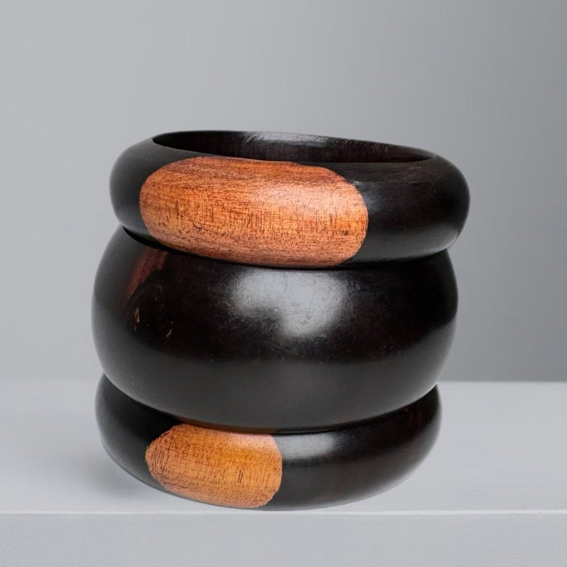 Genuine Ebony Wood stacked Bangles Set - Trufacebygrace